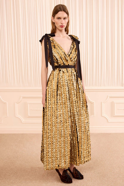 Karina Lurex Bow Dress - Gold